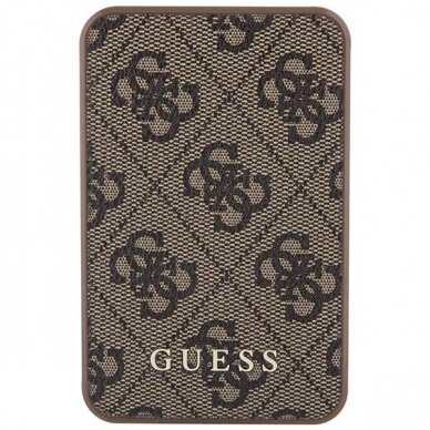 Guess Powerbank 15W GUPB5LP4GEGW 5000mAh brown/brown 4G Leather Metal Logo 1