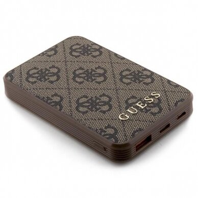 Guess Powerbank 15W GUPB5LP4GEGW 5000mAh brown/brown 4G Leather Metal Logo 2