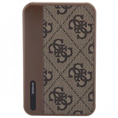 Guess Powerbank 15W GUPB5LP4GEGW 5000mAh brown/brown 4G Leather Metal Logo 3