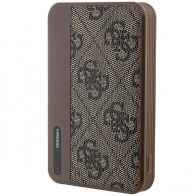 Guess Powerbank 15W GUPB5LP4GEGW 5000mAh brown/brown 4G Leather Metal Logo 4