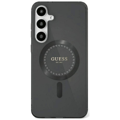 Guess Rhinestones Printed Classic Logo MagSafe Samsung Galaxy S25 Dėklas Juodas