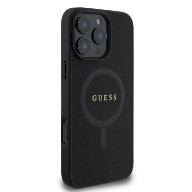 Guess Saffiano Classic Logo MagSafe Dėklas iPhone 16 Pro Max - juodas 1