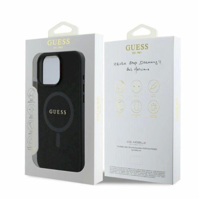 Guess Saffiano Classic Logo MagSafe Dėklas iPhone 16 Pro Max - juodas 3