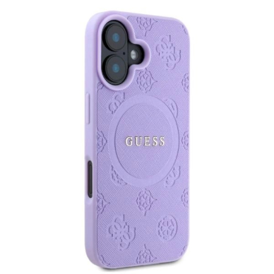 Guess Saffiano Peony Classic Logo MagSafe iPhone 16 Dėklas - Purple 1