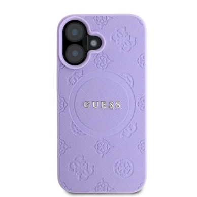 Guess Saffiano Peony Classic Logo MagSafe iPhone 16 Dėklas - Purple 2