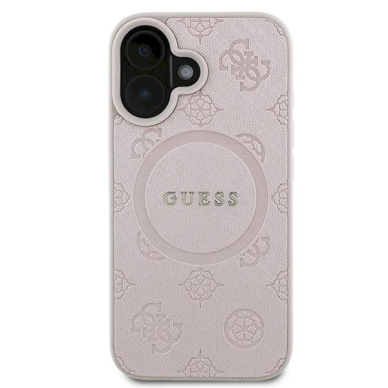 Guess Saffiano Peony Classic Logo MagSafe iPhone 16 Plus Dėklas - rožinis 2