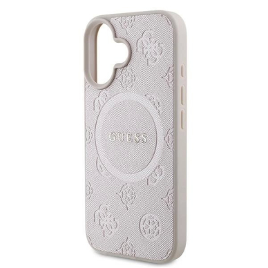 Guess Saffiano Peony Classic Logo MagSafe iPhone 16 Plus Dėklas - rožinis 5