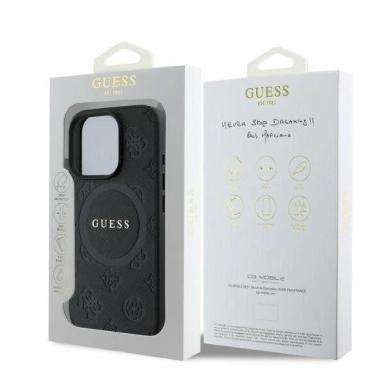 Guess Saffiano Peony Classic Logo MagSafe iPhone 16 Pro Dėklas - juodas 2