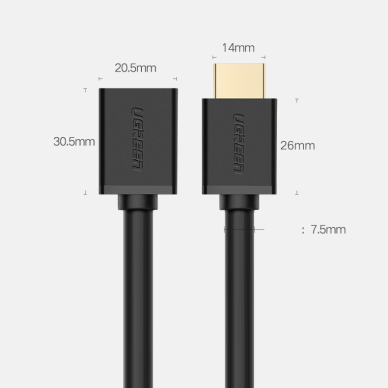 HDMI Kabelis Adapteris Ugreen (female) - HDMI (male) 4K 10,2 Gbps 340 Mhz audio ethernet 0,5 m Juodas (HD107 10140) 22