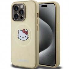 Hello Kitty Dėklas Leather Kitty Head MagSafeiPhone 13 Pro / 13 - Auksinis