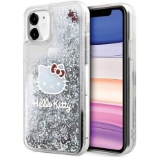 Hello Kitty Dėklas Liquid Glitter Charms Kitty HeadiPhone 11 / Xr - Sidabrinis