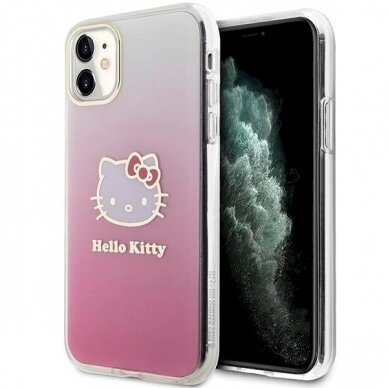 Hello Kitty Dėklas IML Gradient Electrop Kitty HeadiPhone 11 / Xr - Rožinis