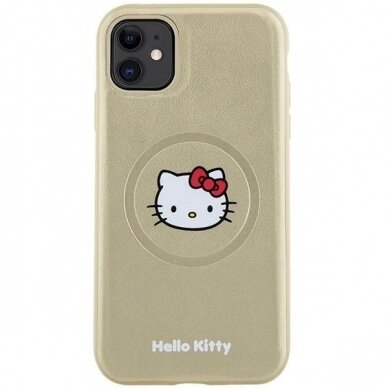 Hello Kitty Dėklas Leather Kitty Head MagSafeiPhone 11 / Xr - Auksinis 2