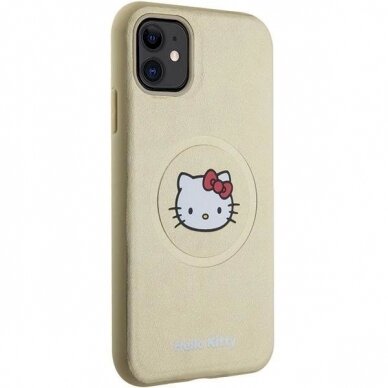 Hello Kitty Dėklas Leather Kitty Head MagSafeiPhone 11 / Xr - Auksinis 3