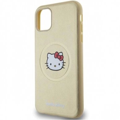 Hello Kitty Dėklas Leather Kitty Head MagSafeiPhone 11 / Xr - Auksinis 5