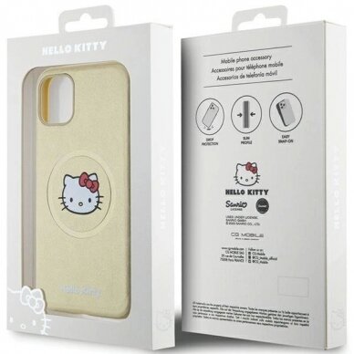 Hello Kitty Dėklas Leather Kitty Head MagSafeiPhone 11 / Xr - Auksinis 7