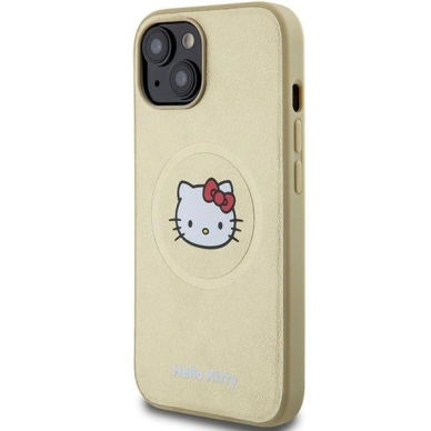 Hello Kitty Dėklas Leather Kitty Head MagSafeiPhone 14 - Auksinis 1