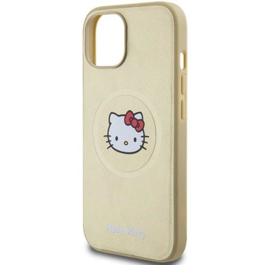 Hello Kitty Dėklas Leather Kitty Head MagSafeiPhone 14 - Auksinis 5