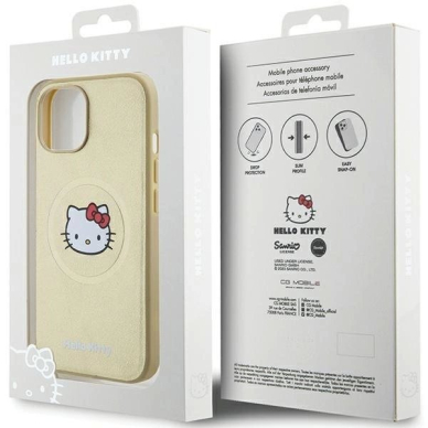 Hello Kitty Dėklas Leather Kitty Head MagSafeiPhone 14 - Auksinis 7