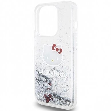 Hello Kitty Dėklas Liquid Glitter Charms Kitty HeadiPhone 13 Pro / 13 - Sidabrinis 5