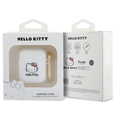 Hello Kitty Dėklas Silicone 3D Kitty HeadAirPods 1/2 - Baltas 2