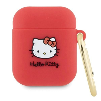 Hello Kitty Dėklas Silicone 3D Kitty HeadAirPods 1/2 - fuchsia