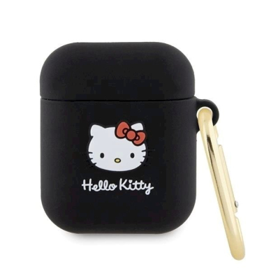 Hello Kitty Dėklas Silicone 3D Kitty HeadAirPods 1/2 - Juodas