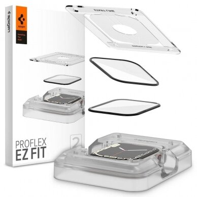 Hibridinis stiklas Spigen PROFLEX ”EZ FIT” 2-PACK Apple Watch 7 / 8 / 9 (45 MM) 1