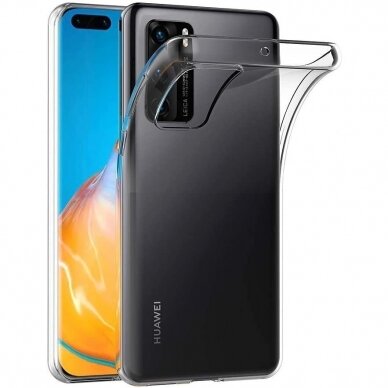 Akcija! Huawei P40 dėklas Ultra Clear 0.5 mm silkoninis permatomas