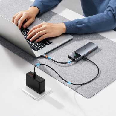 HUB 11in1 Baseus Metal Gleam Series USB-C to USB-C PD / USB-C / 3x USB-A / HDMI / AUX / RJ-45 / SD TF - pilkas 2