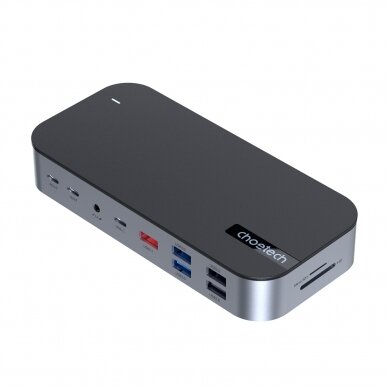 HUB Choetch M52 USB-C - USB-C PD/USB-C/USB-A/HDMI/VGA/DP/SD/TF/RJ45/AUX - Pilkas