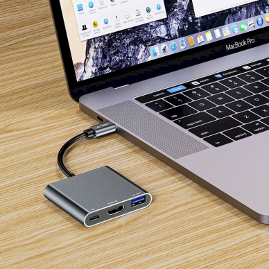 HUB Tech-Protect V1 3in1 USB-C - USB-A 3.0 / USB-C PD 100W / HDMI 4K 30Hz - pilkas 5