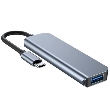 HUB Tech-Protect V1 4in1 USB-C - 3x USB-A 2.0 / USB-A 3.0 - pilkas 2