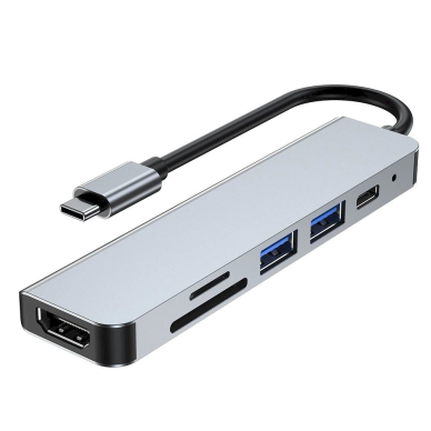 HUB Tech-Protect V4 6in1 USB-C - USB-A 3.0 / USB-A 2.0 / USB-C / HDMI / micro SD / TF / SD card reader - pilkas 3