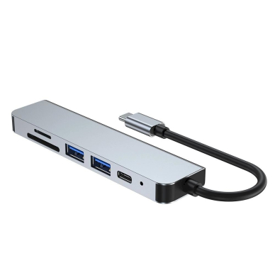 HUB Tech-Protect V4 6in1 USB-C - USB-A 3.0 / USB-A 2.0 / USB-C / HDMI / micro SD / TF / SD card reader - pilkas 4