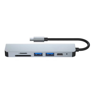 HUB Tech-Protect V4 6in1 USB-C - USB-A 3.0 / USB-A 2.0 / USB-C / HDMI / micro SD / TF / SD card reader - pilkas 5