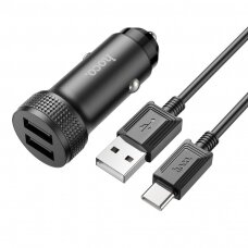 Įkroviklis automobilinis Hoco Z49 2xUSB-A + Type-C juodas