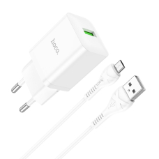 Įkroviklis buitinis Hoco N26 USB-A Quick Charge 3.0 18W + MicroUSB baltas