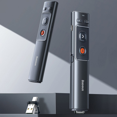 Įkraunamas Belaidis Pultelis su raudonu lazeriu Baseus Orange Dot Wireless Presenter Pilkas (WKCD000013) 11