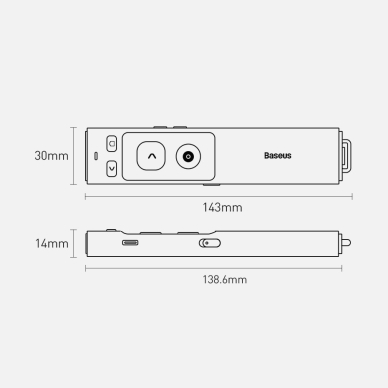 Įkraunamas Belaidis Pultelis su raudonu lazeriu Baseus Orange Dot Wireless Presenter Pilkas (WKCD000013) 17