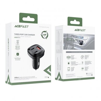 Įkrovikis Acefast 66W 2x USB Type C / USB, PPS Juodas (B3) 4