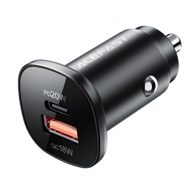 Įkroviklis automobilinis Acefast B1 Mini 38W USB-C+USB-A juodas