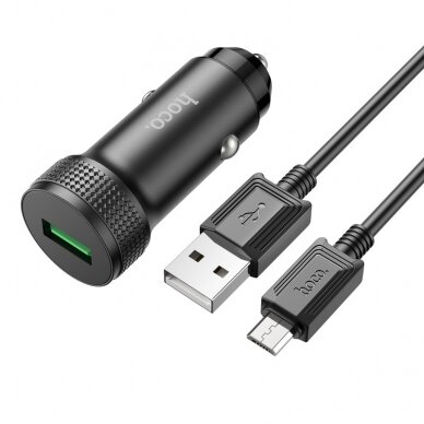 Įkroviklis automobilinis Hoco Z49A QC3.0 18W + MicroUSB juodas