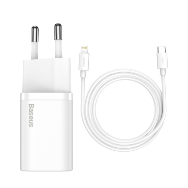 Įkroviklis Baseus Super 20 W USB Type C - Lightning 1 m Baltas (TZCCSUP-B02)