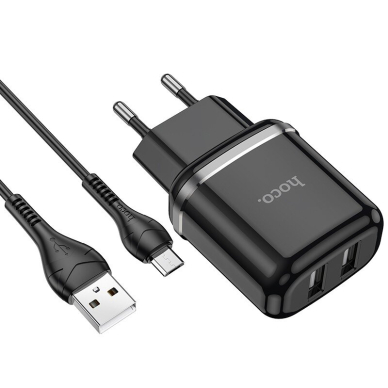 Įkroviklis buitinis Hoco N4 + microUSB (2.4A) juodas