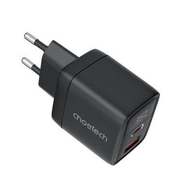 Įkroviklis  Choetech PD6052 USB-C/USB-A PD35W GaN juodas