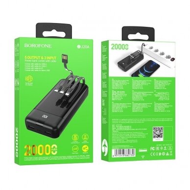 Išorinė baterija Power Bank Borofone BJ20A 5 Output 3 Input 20000mAh juoda  5