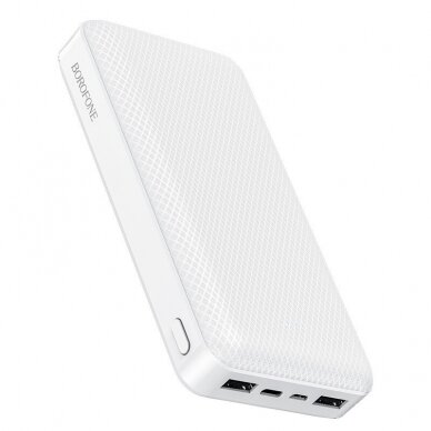 Išorinė baterija Power Bank Borofone BJ3A Type-C microUSB 2*USB (2A) 20000mAh balta  1