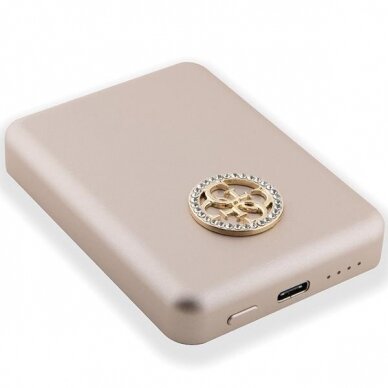 Išorinė Baterija Powerbank Guess MagSafe 4G Strassed Metal Logo 5W 3000mAh Auksinis KOW06B 3