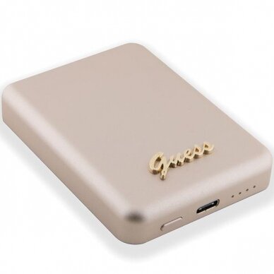 Išorinė Baterija Powerbank Guess MagSafe Metal Script Logo 15W 5000mAh Auksinė KOW06B 3